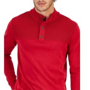 Club room Men's Button Mock Neck Sweater Size S ABLAZE